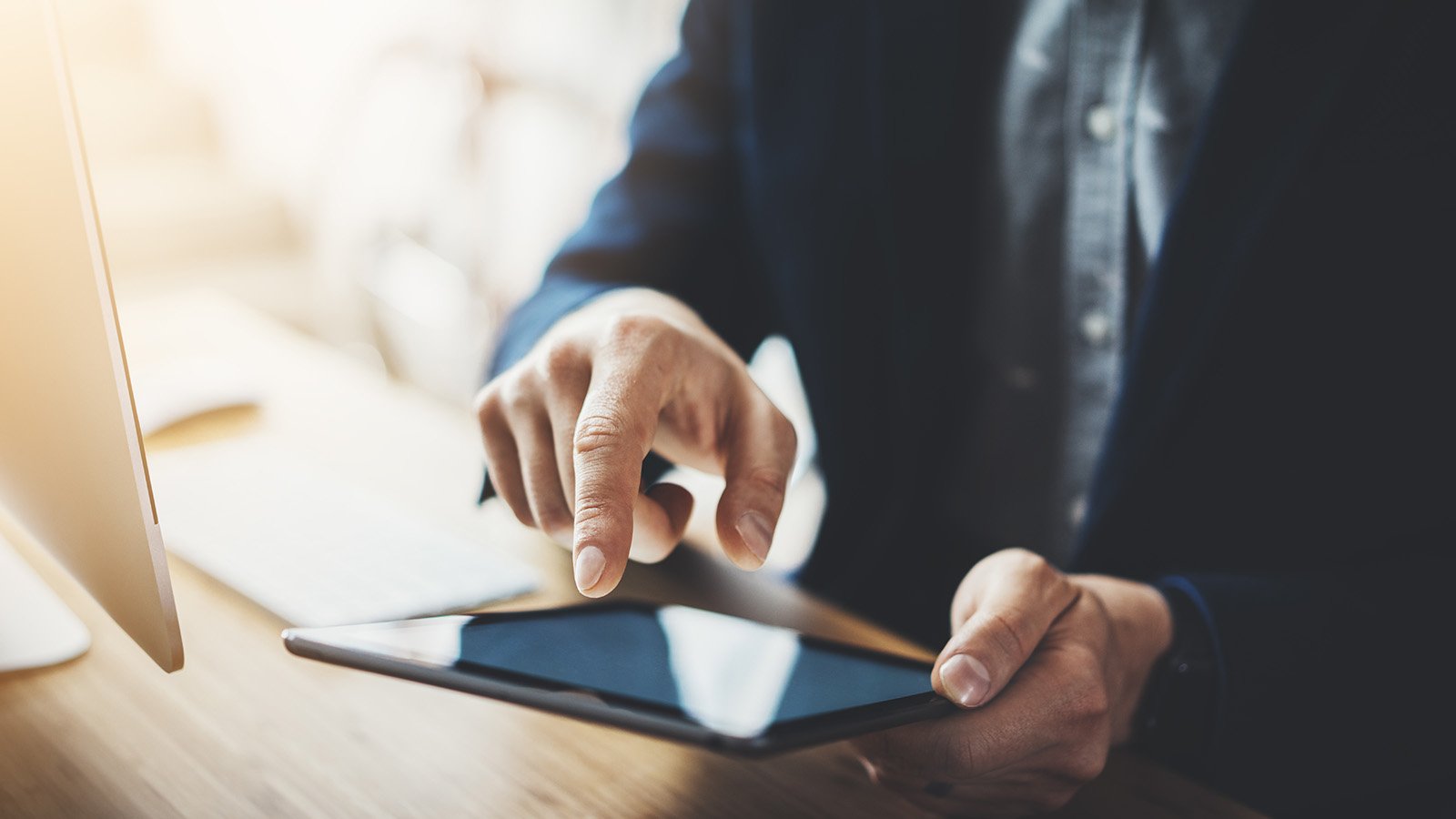 Man working on his tablet