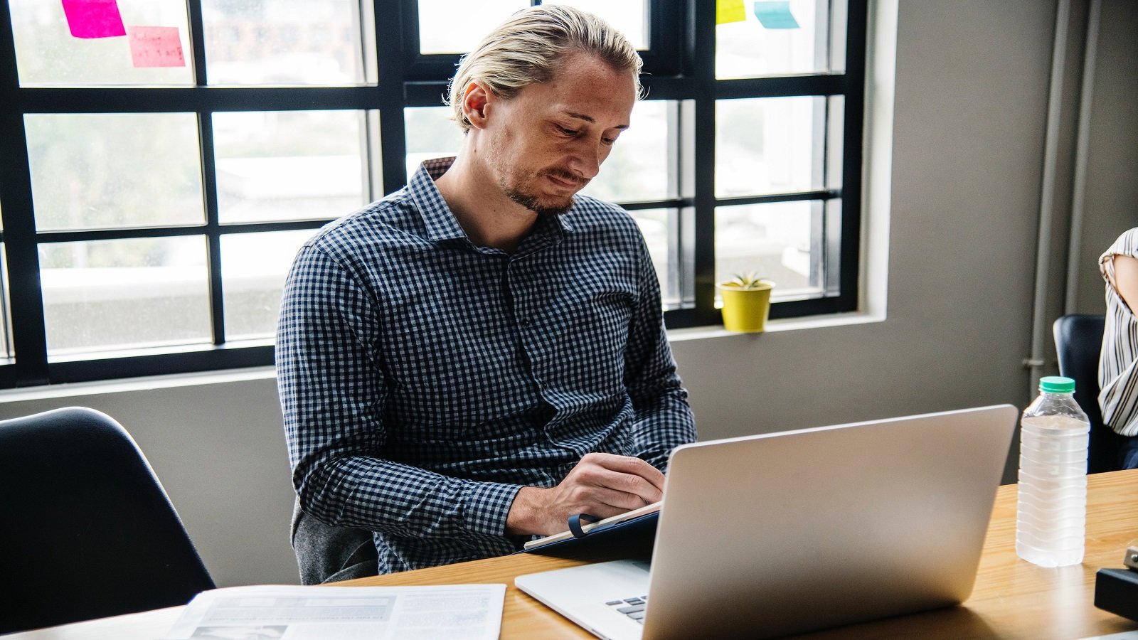 Man working with his tablet