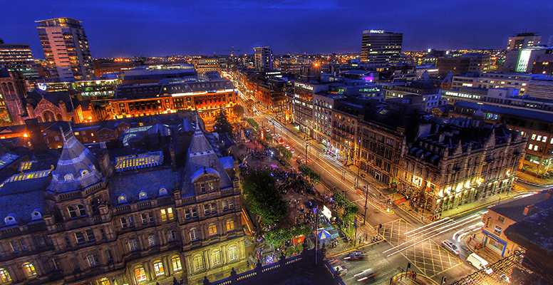 Panoramic view of Leeds city England,UK.