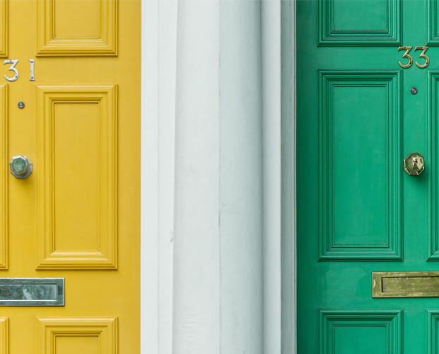 Yellow and green doors