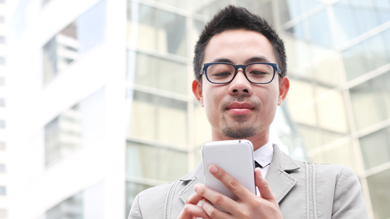 Man working on his cellphone