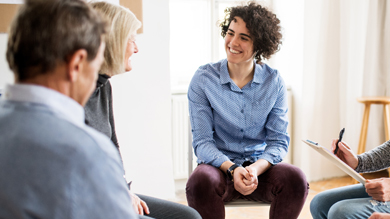 Group of business people are discussiong together