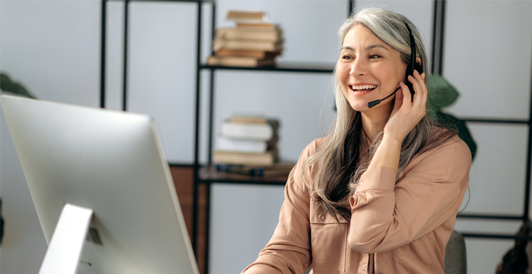 A lady discussing over a call