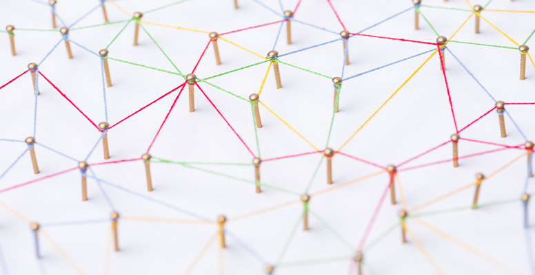 abstract web line connection of color yarn