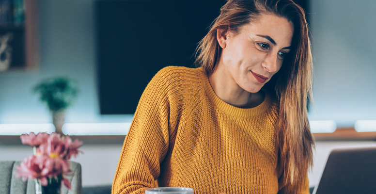 Woman accessing a credit card