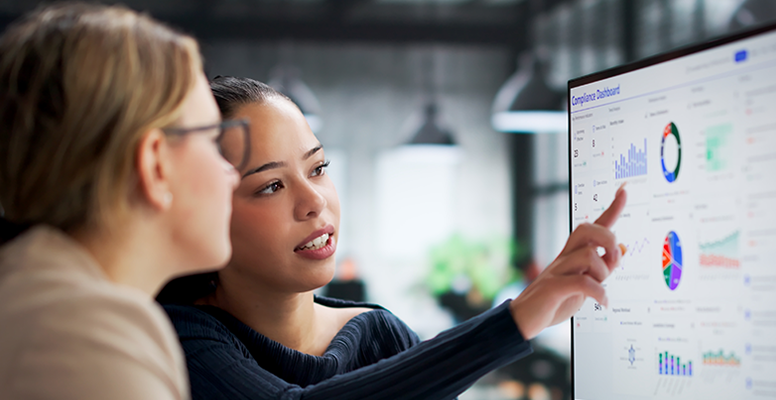 Woman Monitoring Legal Data Management And Ethics Promo