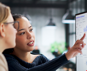 Woman Monitoring Legal Data Management And Ethics Promo