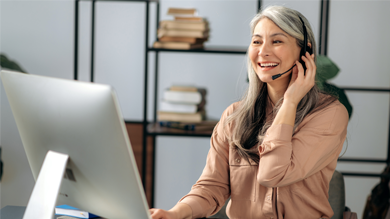 A lady discussing over a call