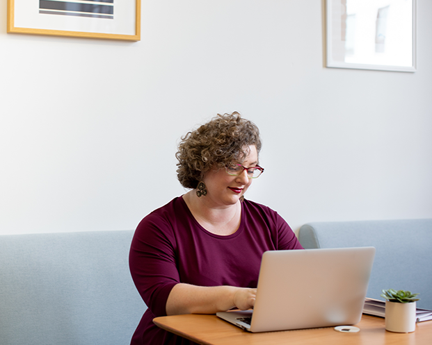 Lady working on laptop