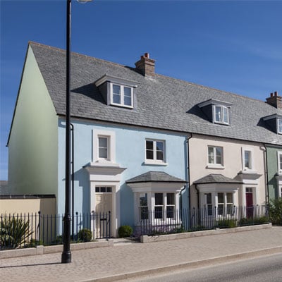 Row of new and colorful english houses
