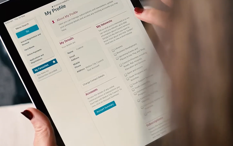 girl operating software on tablet