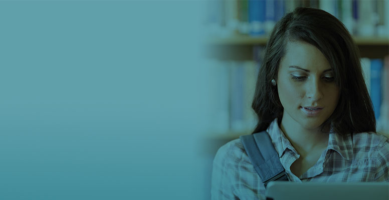 A girl studying on laptop