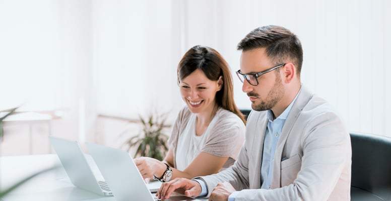 Business coworkers discussing new ideas in a modern office