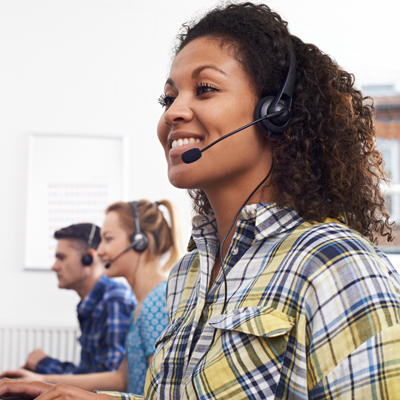Female customer services agent in call centre